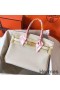 Hermes Birkin 30 Handmade Bag In White Clemence Leather