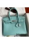 Hermes Birkin 30 Retourne Handmade Bag In Blue Atoll Clemence Leather