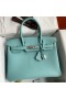 Hermes Birkin 30 Retourne Handmade Bag In Blue Atoll Clemence Leather