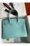 Hermes Birkin 30 Retourne Handmade Bag In Blue Atoll Clemence Leather
