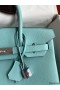 Hermes Birkin 30 Retourne Handmade Bag In Blue Atoll Clemence Leather