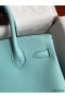 Hermes Birkin 30 Retourne Handmade Bag In Blue Atoll Clemence Leather