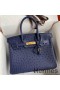 Hermes Birkin 30 Retourne Handmade Bag In Blue Iris Ostrich Leather