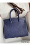 Hermes Birkin 30 Retourne Handmade Bag In Blue Iris Ostrich Leather