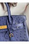 Hermes Birkin 30 Retourne Handmade Bag In Blue Iris Ostrich Leather
