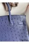 Hermes Birkin 30 Retourne Handmade Bag In Blue Iris Ostrich Leather