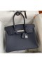 Hermes Birkin 30 Retourne Handmade Bag In Blue Nuit Clemence Leather