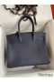 Hermes Birkin 30 Retourne Handmade Bag In Blue Nuit Clemence Leather