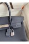 Hermes Birkin 30 Retourne Handmade Bag In Blue Nuit Clemence Leather