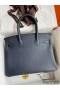 Hermes Birkin 30 Retourne Handmade Bag In Blue Nuit Epsom Calfskin