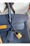 Hermes Birkin 30 Retourne Handmade Bag In Blue Saphir Clemence Leather