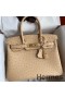 Hermes Birkin 30 Retourne Handmade Bag In Chai Ostrich Leather