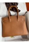 Hermes Birkin 30 Retourne Handmade Bag In Gold Clemence Leather