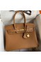 Hermes Birkin 30 Retourne Handmade Bag In Gold Epsom Calfskin