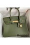 Hermes Birkin 30 Retourne Handmade Bag In Green Clemence Leather
