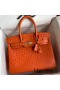 Hermes Birkin 30 Retourne Handmade Bag In Orange Ostrich Leather