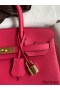 Hermes Birkin 30 Retourne Handmade Bag In Rose Red Clemence Leather