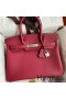 Hermes Birkin 30 Retourne Handmade Bag In Rouge Grenat Clemence Leather