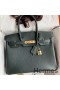 Hermes Birkin 30 Retourne Handmade Bag In Vert Cypres Chevre Mysore Leather