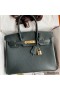 Hermes Birkin 30 Retourne Handmade Bag In Vert Cypres Chevre Mysore Leather