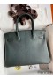 Hermes Birkin 30 Retourne Handmade Bag In Vert Cypres Chevre Mysore Leather