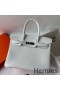Hermes Birkin 30 Retourne Handmade Bag In White Clemence Leather