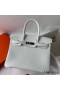 Hermes Birkin 30 Retourne Handmade Bag In White Clemence Leather