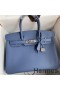 Hermes Birkin 30 Retourne Handmade Bag in Blue Agate Epsom Calfskin