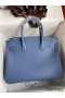 Hermes Birkin 30 Retourne Handmade Bag in Blue Agate Epsom Calfskin