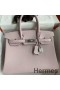 Hermes Birkin 30 Retourne Handmade Bag in Mauve Pale Clemence Leather