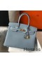 Hermes Birkin 30cm Bag In Blue Lin Clemence Leather GHW