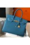 Hermes Birkin 30cm Bag In Jean Blue Clemence Leather GHW