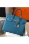 Hermes Birkin 30cm Bag In Jean Blue Clemence Leather GHW