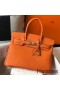 Hermes Birkin 30cm Bag In Orange Clemence Leather GHW