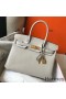 Hermes Birkin 30cm Bag In Pearl Grey Clemence Leather GHW