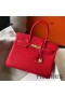 Hermes Birkin 30cm Bag In Red Clemence Leather GHW