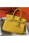 Hermes Birkin 30cm Bag In Yellow Clemence Leather GHW