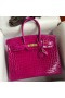 Hermes Birkin 35 Handmade Bag In Rose Scheherazade Crocodile Niloticus Shiny Skin