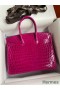 Hermes Birkin 35 Handmade Bag In Rose Scheherazade Crocodile Niloticus Shiny Skin