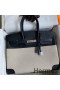 Hermes Birkin 35 Handmade Bag In Toile & Black Swift Leather