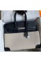 Hermes Birkin 35 Handmade Bag In Toile & Black Swift Leather