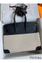 Hermes Birkin 35 Handmade Bag In Toile & Black Swift Leather