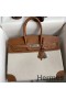 Hermes Birkin 35 Handmade Bag In Toile & Gold Swift Leather