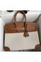 Hermes Birkin 35 Handmade Bag In Toile & Gold Swift Leather