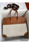 Hermes Birkin 35 Handmade Bag In Toile & Gold Swift Leather