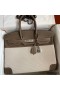 Hermes Birkin 35 Handmade Bag In Toile & Taupe Clemence Leather