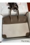 Hermes Birkin 35 Handmade Bag In Toile & Taupe Clemence Leather
