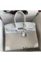 Hermes Birkin 35 Handmade Bag In Toile & White Clemence Leather