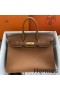 Hermes Birkin 35 Retourne Handmade Bag In Gold Clemence Leather