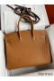 Hermes Birkin 35 Retourne Handmade Bag In Gold Epsom Calfskin